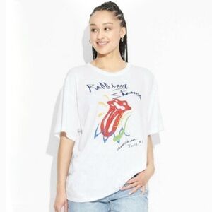 New The Rolling Stones Officially Licensed White Graphic T-Shirt XL XXL 1X 2XL